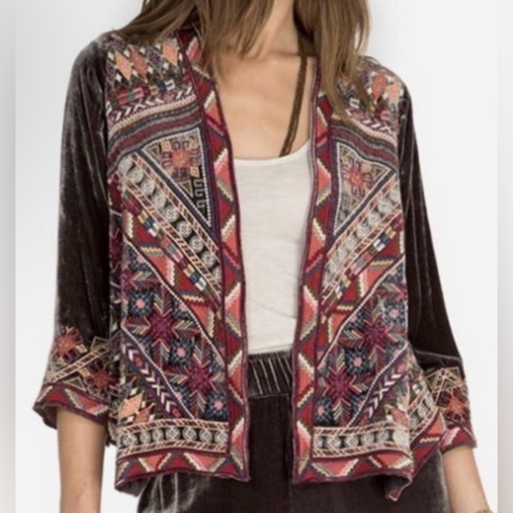 Johnny Was Velvet Ravi Bolero Multicolor Embroidery- XL - Picture 8 of 10